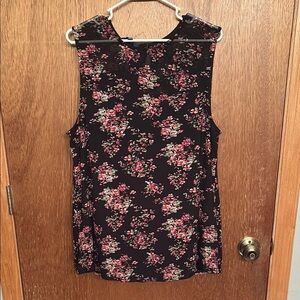 Floral Sleeveless Top - Black and Pink